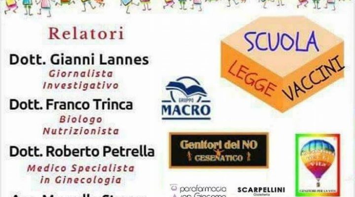 Scuola, Legge, Vaccini: conferenza – 7 Ottobre – Palacongressi Bellaria